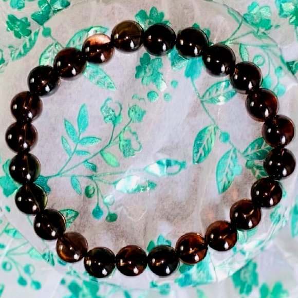 Smokey Quartz Precious stone beaded bracelet with stretch cord.  8 MM stones - Picture 1 of 1